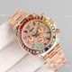 2021 NEW! Swiss Copy Rolex Daytona JH 7750 Watch Rainbow Rose Gold Full Diamond Dial (7)_th.jpg